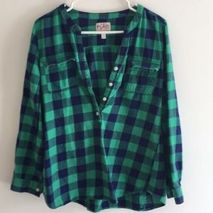 OLD NAVY Green and Blue Plaid flannel shirt